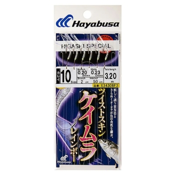 Оснастка готовая HAYABUSA Sabiki F3 3,2 м 0,23 мм цв. white кр. № 10 цв. silver в интернет магазине Rybaki.ru