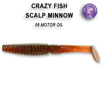 Виброхвост CRAZY FISH Scalp Minnow 3,2" (5 шт.) зап. рыба, код цв. 10