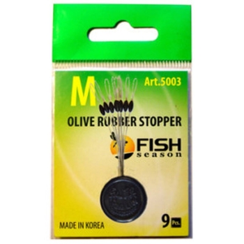 Стопор резиновый FISH SEASON 5003 Olive Rubber Stopper Оливка р.L (9 шт.) в интернет магазине Rybaki.ru