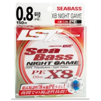 Плетенка LINE SYSTEM Sea Bass X8 Night Game цв. Желтый 150 м #1.2 в интернет магазине Rybaki.ru