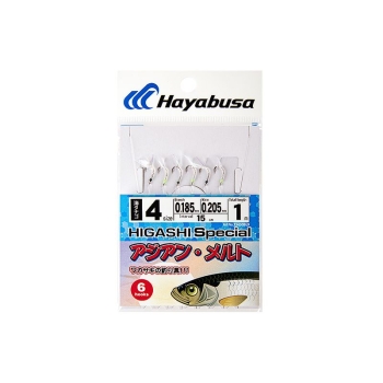 Оснастка готовая HAYABUSA Sabiki G9 1 м 0,205 мм цв. uv blue/uv green кр. № 4 цв. white nickel