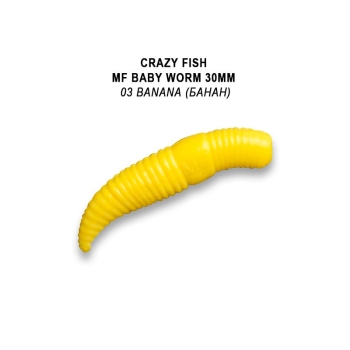 Червь CRAZY FISH MF Baby Worm 1,2" (12 шт.) зап. нежный сыр, код цв. 3