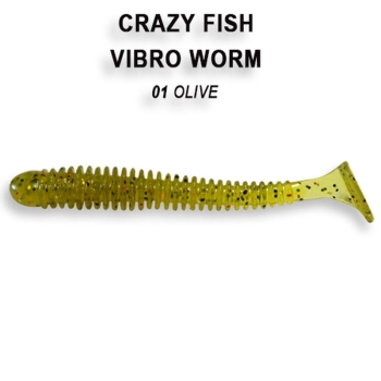 Виброхвост CRAZY FISH Vibro Worm 3" (5 шт.) зап. кальмар, код цв. 1
