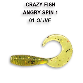 Твистер CRAZY FISH Angry Spin 1" (8 шт.) зап. чеснок, код цв. 1