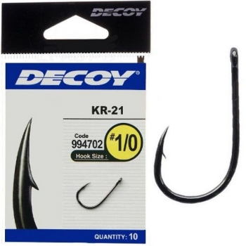 Крючок одинарный DECOY Kr-21 № 2 Black Nickeled (10 шт.) в интернет магазине Rybaki.ru