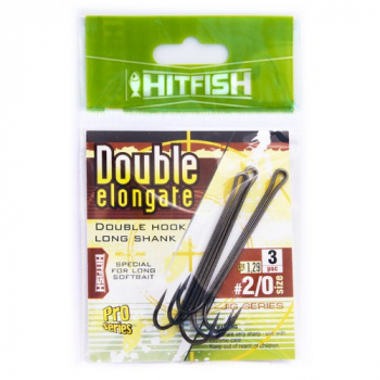 Крючок двойной HITFISH Double Elongate Hook With Long Shank № 3/0 (3 шт.) в интернет магазине Rybaki.ru