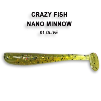 Виброхвост CRAZY FISH Nano Minnow 1,6" (8 шт.) зап. креветка, код цв. 1