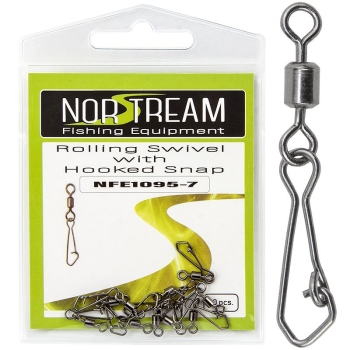 Вертлюг с карабином NORSTREAM Rolling swivel with hooked snap (10 шт.) № 7 в интернет магазине Rybaki.ru