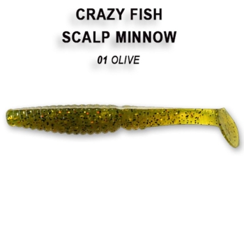 Виброхвост CRAZY FISH Scalp Minnow 3,2" (5 шт.) зап. анис, код цв. 1
