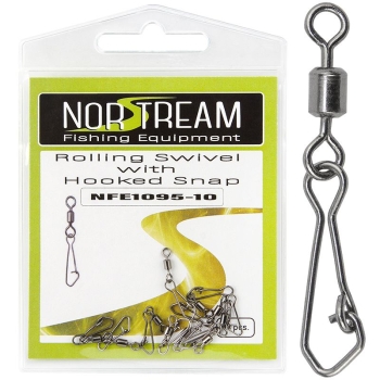 Вертлюг с карабином NORSTREAM Rolling swivel with hooked snap (10 шт.) № 10