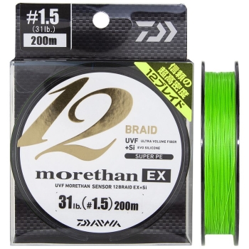 Плетенка DAIWA UVF Morethan Sensor 12 Braid EX+Si Lime green 200м #1,5 в интернет магазине Rybaki.ru