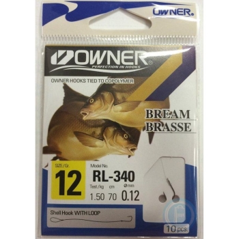 Крючок одинарный с поводком OWNER RL-340 № 12 (10 шт.)