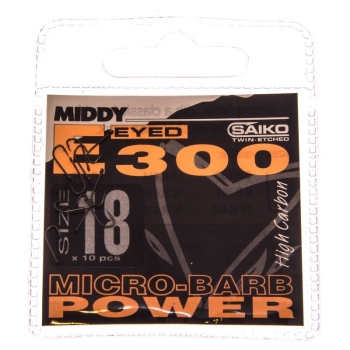 Крючок одинарный MIDDY E300 Power Eyed (10 шт.) № 18 в интернет магазине Rybaki.ru