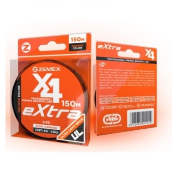 Плетенка ZEMEX Extra X4 PE 150 м цв. Оранжевый 0,09 мм в интернет магазине Rybaki.ru