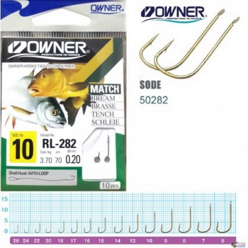 Крючок одинарный с поводком OWNER RL-282 Match № 12 (10 шт.) в интернет магазине Rybaki.ru