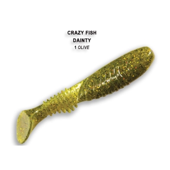 Виброхвост CRAZY FISH Dainty 3,3" (6 шт.) зап. кальмар, код цв. 1