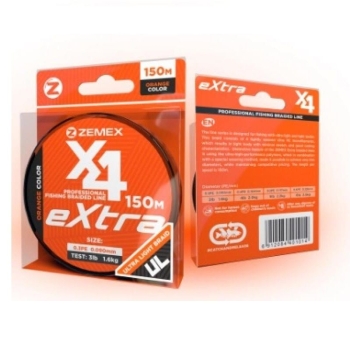 Плетенка ZEMEX Extra X4 PE 150 м цв. Оранжевый 0,128 мм в интернет магазине Rybaki.ru