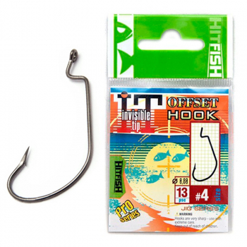 Крючок офсетный HITFISH Invisible Tip Offset Hook № 4/0 (6 шт.) в интернет магазине Rybaki.ru