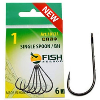 Крючок одинарный FISH SEASON Single Spoon BH с большим ухом № 4 (7 шт.)