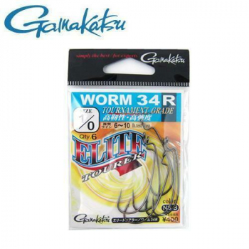 Крючок офсетный GAMAKATSU Worm-34R NS Black № 1/0 (6 шт.)