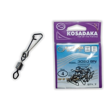 Вертлюг с карабином KOSADAKA Hooked Snap 3020BN № 2 (6 шт.)