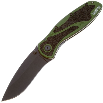 Нож складной KERSHAW Blur клинок Sandvik 14C28N, рукоять 6061 T-6 Aluminium, цв. Черный/олива в интернет магазине Rybaki.ru