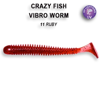 Виброхвост CRAZY FISH Vibro Worm 2" (8 шт.) зап. жареная рыба, код цв. 11