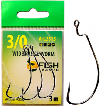 Крючок офсетный FISH SEASON Wide Range Worm с большим ухом № 3/0 (3 шт.)