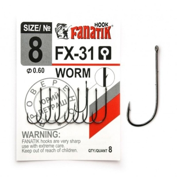 Крючок одинарный FANATIK FX-31 Worm № 2 (6 шт.)