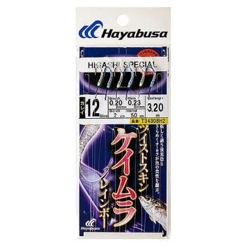 Оснастка готовая HAYABUSA Sabiki H2 1 м 0,205 мм цв. uv blue/uv pink кр. № 10 цв. white nickel