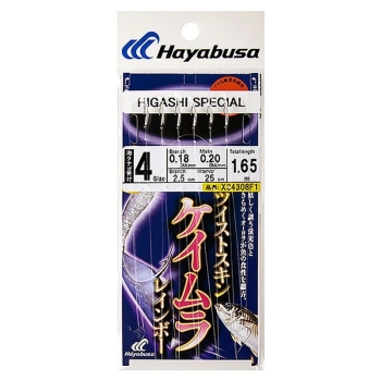 Оснастка готовая HAYABUSA Sabiki F1 1,65 м 0,2 мм цв. white кр. № 4 цв. silver