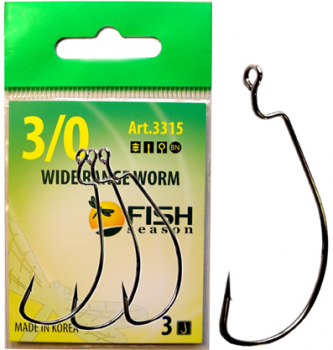 Крючок офсетный FISH SEASON Wide Range Worm с большим ухом № 1/0 (4 шт.) в интернет магазине Rybaki.ru