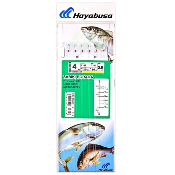 Оснастка готовая HAYABUSA Boroda A7 3,6 м 0,165 мм цв. light green/middle green кр. № 4 цв. white nickel